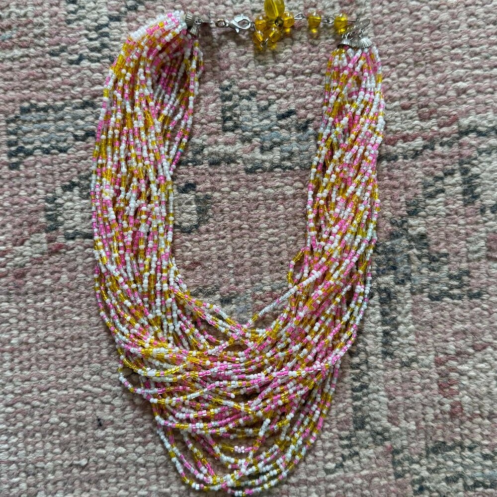 Vintage Pink Beaded Necklace
